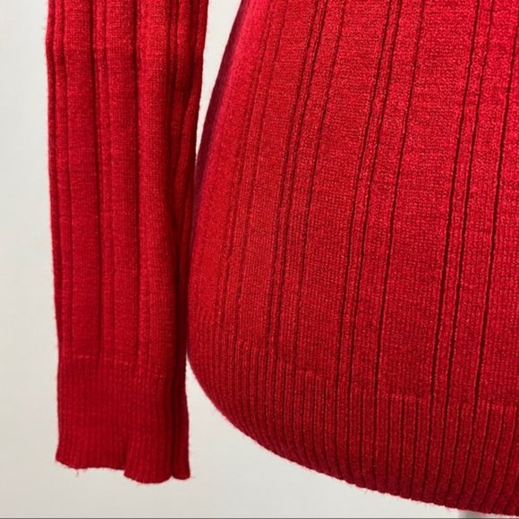 Joan Vass New York Long Sleeved Red Thin Sweater 🟡 - Picture 5 of 9